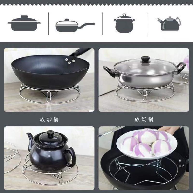 Heavy Duty Stainless Steel Pot Stand Kitchen Organizer Heatproof Rack for Pots Pans and Steamers Durable Cooking Shelf