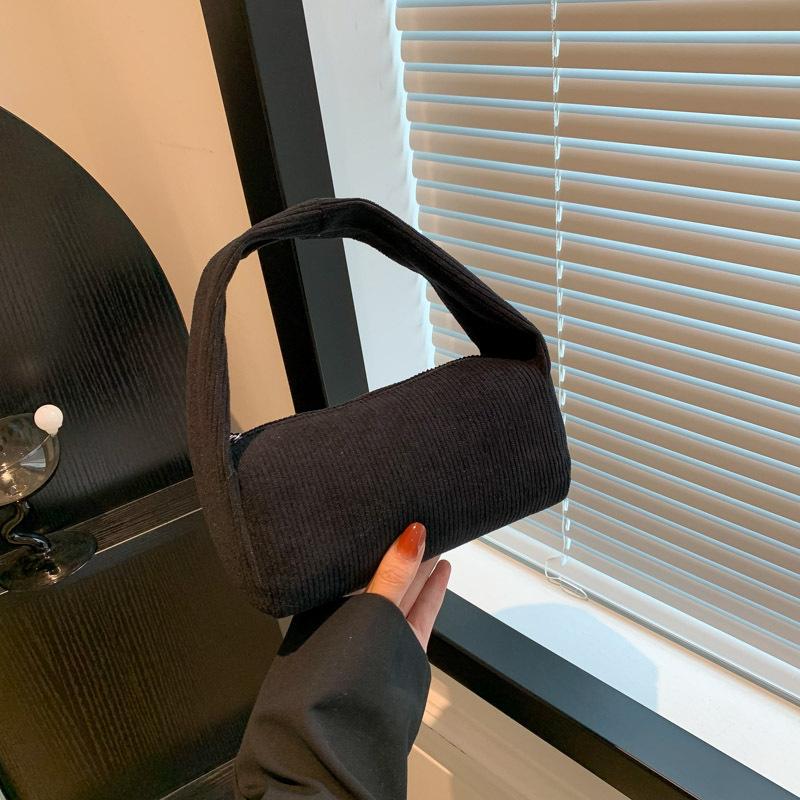 2025 autumn and winter new casual trend fashion retro corduroy solid color underarm shoulder baguette portable small square bag