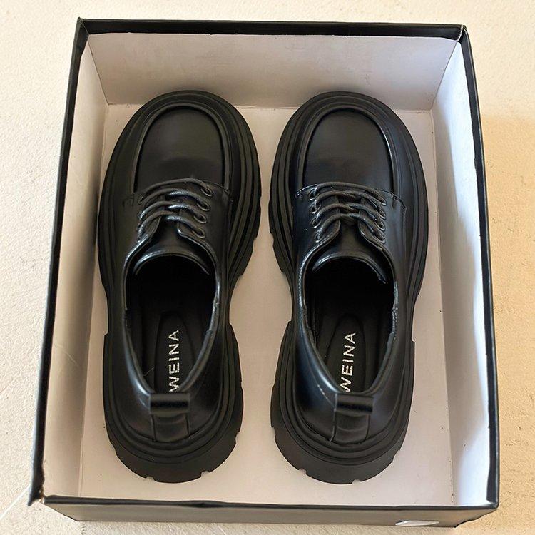 

Ретро лоферы в британском стиле женские 2025 весна и осень новые популярные на толстой подошве с увеличением роста jk маленькие кожаные туфли Мэри Джейн одинарные туфли 35