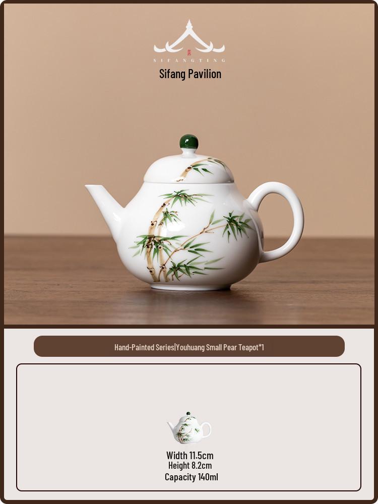 Ручная роспись Китайский фарфоровый чайный сервиз: Дизайн  Белая груша , Одиночный горшок с чашкой в подарочной коробке. 140ml
