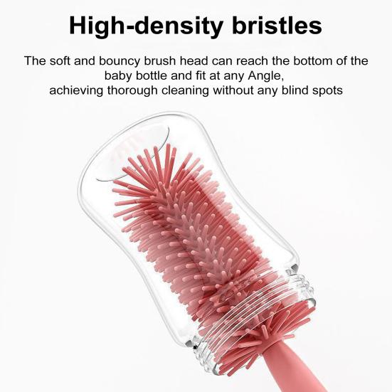 3Pcs/Set Baby Bottle Brush Set Silicone Nylon Bristles 360 Degree Deep Cleaning Cup Brush with Rabbit Shaped Holder