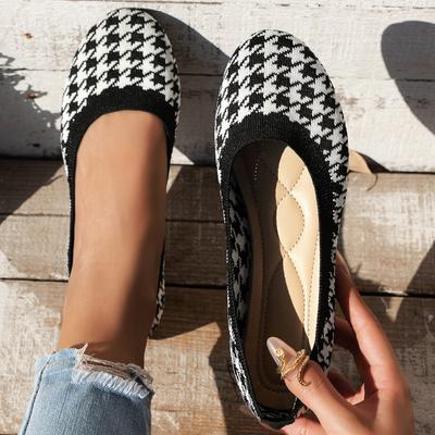 Fashion Fashion Larger Size 43 Flats Women Dressy Comfortable Knit Ballet Flat Shoes Casual Shoes Walking Flats Round Toe Office Shoes