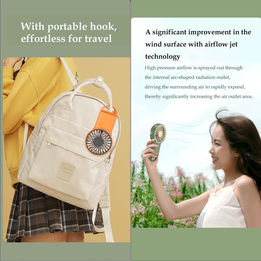 Handheld Foldable Mini Fan Desktop USB Charging Fan With Carabiner Hiking Clip-On Compact Fan Summer Heat Relief Travel Fan