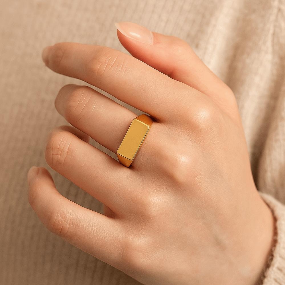 Square Stainless Steel Ring Jewelry Finger Ring Punk Titanium Seal Ring Men Women