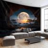 1 piece Tranquil Cave Forest Moon Scenery Tapestry - Polyester fabric, machine washable, suitable for living room, bedroom