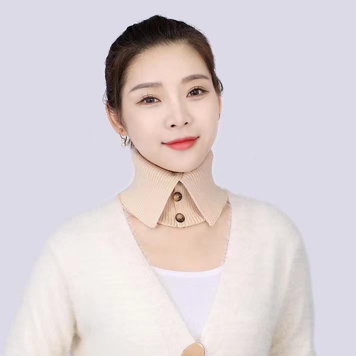 Knit Button Dickey for Girls: Woolen Snood & Neck Warmer - Multipurpose Cold-Proof Autumn/Winter Scarf