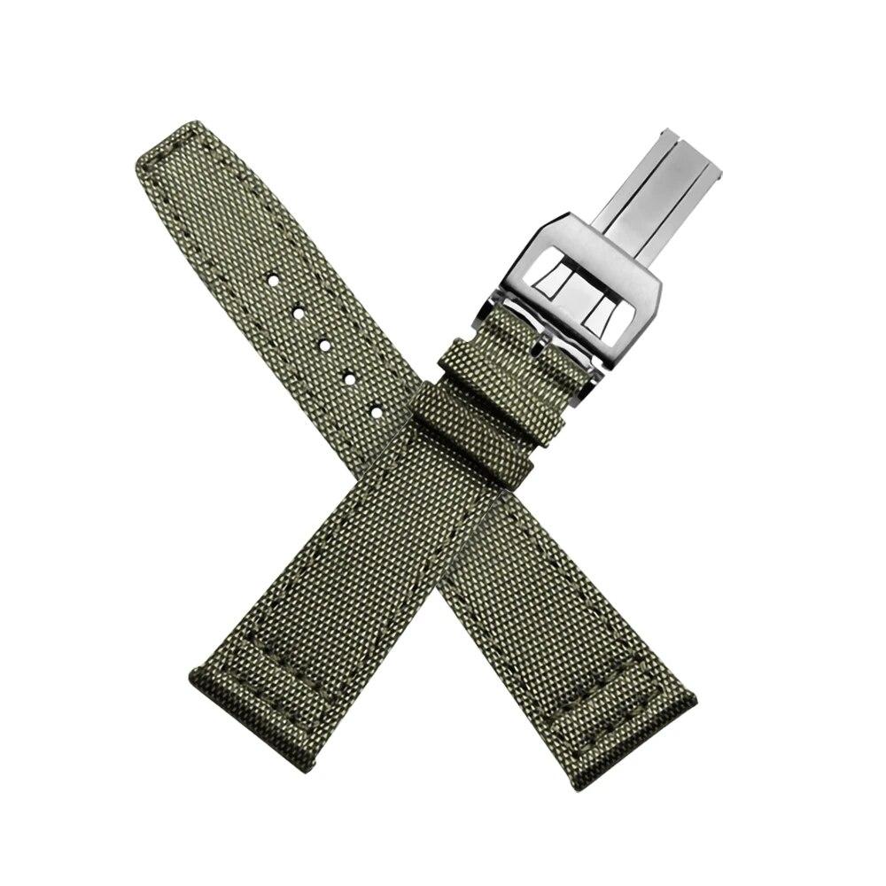 20mm 21mm 22mm Nylon Canvas Fabric Watch Band for Iwc Pilot Spitfire Timezone Top Gun Strap Folding Clasp Belts Wristwatch Strap