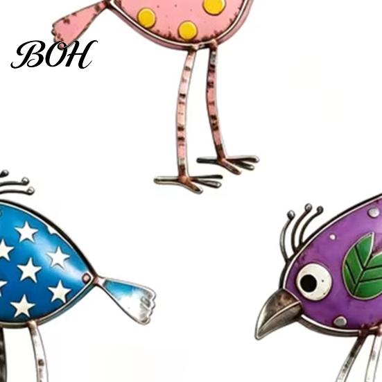 Durable Outdoor Wood Art 3Pcs Wooden Birds Wall Decor, Distressed Bird Hangings, Funny Long Leg Cute Sculpture Sculpture, Boho Farmhouse Decorations