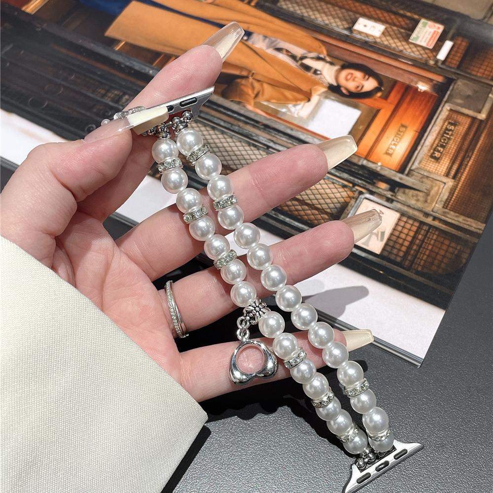 Luxury Pearl Band for Apple Watch Series Ultra 9 8 7 6 5 4 3 Se Watch Bracelet Pendant for IWatch Ultra/2 41 45mm 38mm 42mm 40mm 44mm 49mm Accessories