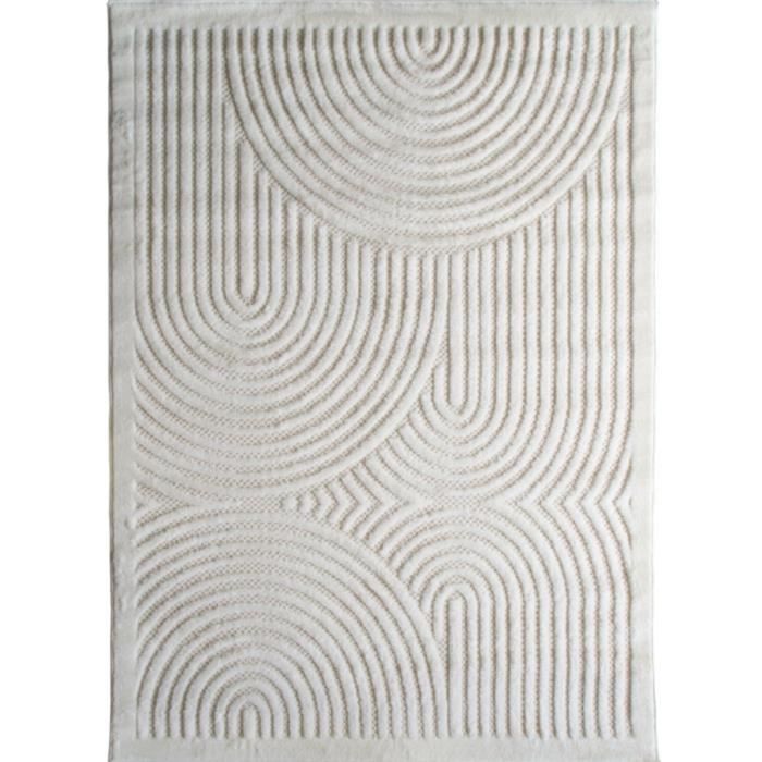 Tapis salon à relief arc en ciel crème 80x200