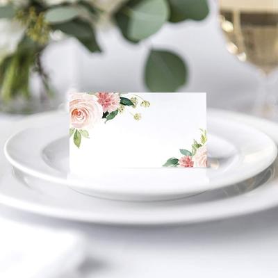 50st Pappersblommiga Bordssittningskort Skrivbara Presentkort Vikbara Namnkort Bröllop årsdag
