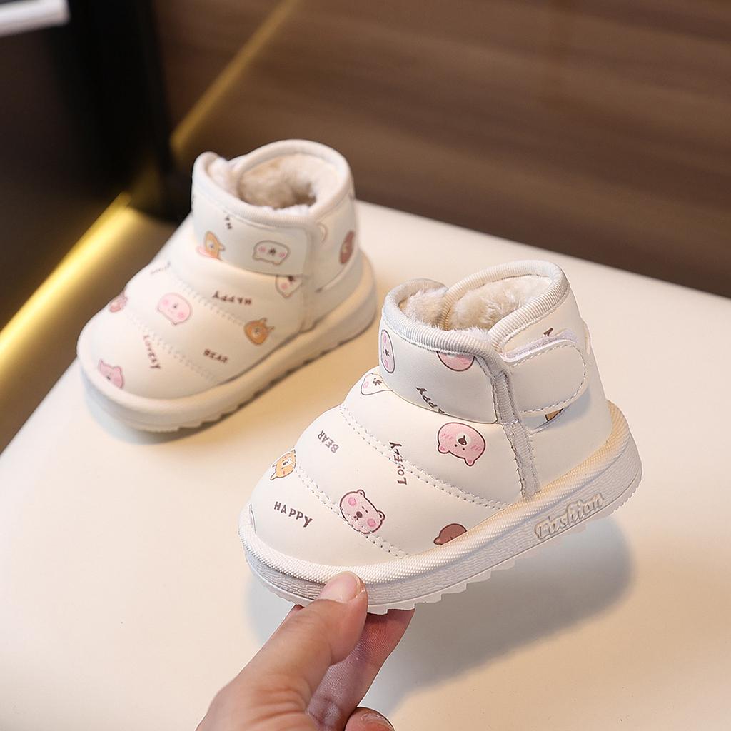 Winter warm toddler shoes for one-year-old girls, soft-soled toddler shoes for boys, baby shoes with plush lining and thickened design6-12Months