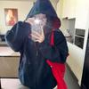 Women's Oversized Heavyweight Gray Hooded Cardigan Jacket - Trendy Autumn/Winter Hoodie Top