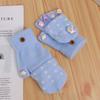 Children's gloves girl-year-old cartoon cute half-finger flip to keep warm knitted wool Nantong thickened to keep warm