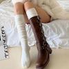 Chaussettes Hautes en Coton Pur Couleur Unie Gardent au Chaud Chaussettes Mollet Chauffe-Pieds Automne Hiver