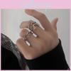 Korean Style Geometric Adjustable Ring With Zircon Inlay For Trendy Women Jewelry