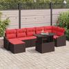 Garden Sofa Set 8 Pieces Brown and Red Poly Rattan