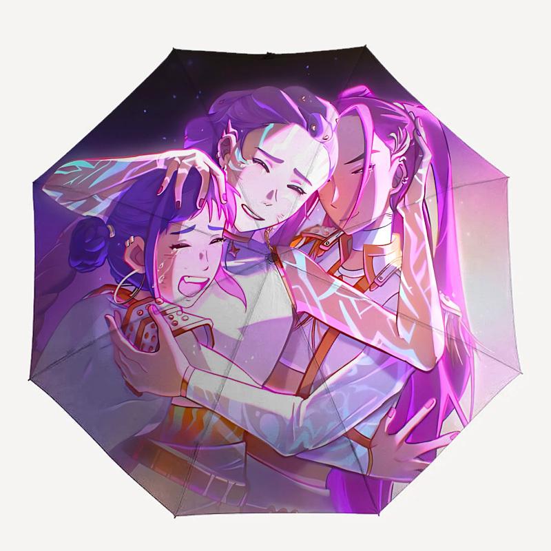 Ombrello Automatico Apri e Chiudi a Tema Gruppi di Ragazze K-POP Anime - 8 Stecche, Adatto per il Tempo Libero e le Uscite, Accessorio da Esterno, Gothi
