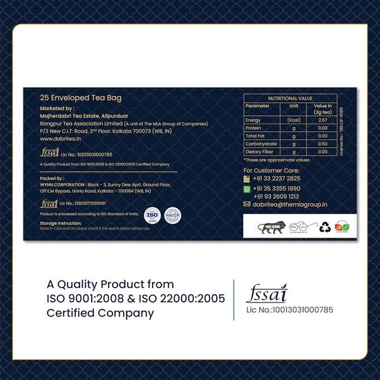 Dabri Masala Tea Premium 50 Double Chamber Dip Tea Bags|Pack of 2 X 25 Bags|Kadak Masala Chai Patti Powder with Natural Spices|Rich Aromatic Blend