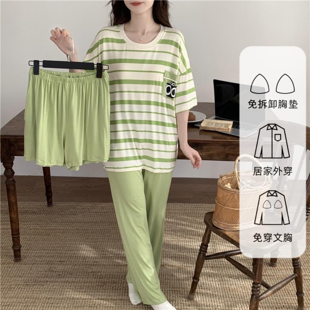 

Летняя женская пижама 2024 Новый стиль со сладким мультяшным коротким рукавом Студенческий домашний костюм Набор из трех предметов XL