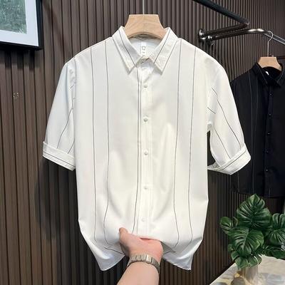 Summer High-end Striped Shirt Men's Short-sleeved Loose Trendy Casual Half-sleeved Top