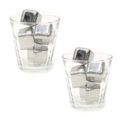 Stainless Steel Ice Cubes, Whiskey Cubes, Freeze-Safe, Stay-Frozen, Economical, Eco-Friendly, Set of 4 (2)