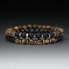Noter 2Pcs Set Men Beaded Bracelet 3 Colors Available Tiger Eyes Onyx Stone Healing Charm Cool Riding Sports Wrist Accessories