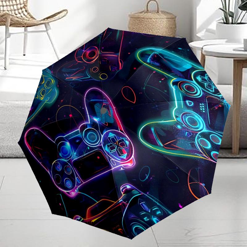Game Controller Theme Automatic Umbrella, Lightweight & Portable, 8 Rib, Perfect for Outdoor Travel, Birthdays, Christmas, Gifts.