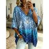 Plus-Size Women's V-Neck Batwing Sleeve T-Shirt Bohemian Ethnic Print Loose Top Summer Comfortable Breathable Daily Commute Casual Slimming Style
