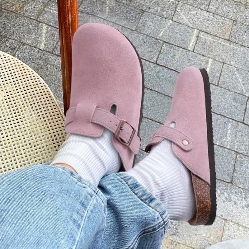 Fashion Litfun Genuine Suede Clogs For Women Men Soft Cork Footbed Leather Mules Comfort Potato Shoes With Arch Support Beach Slippers