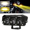1pcs 3 Lens Motorcycle Headlight LED Work Light Dual Color Hi/Low Beam Spotlight Flashing Fog Lamps White/Yellow Led Para Moto