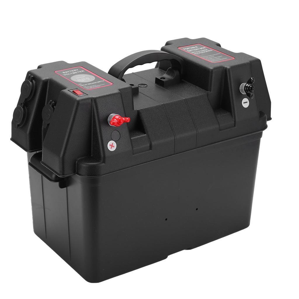Motor Backup Battery Box Power Center Portable Marine Accessary with Voltmeter for Car RV Yacht Ship 12V