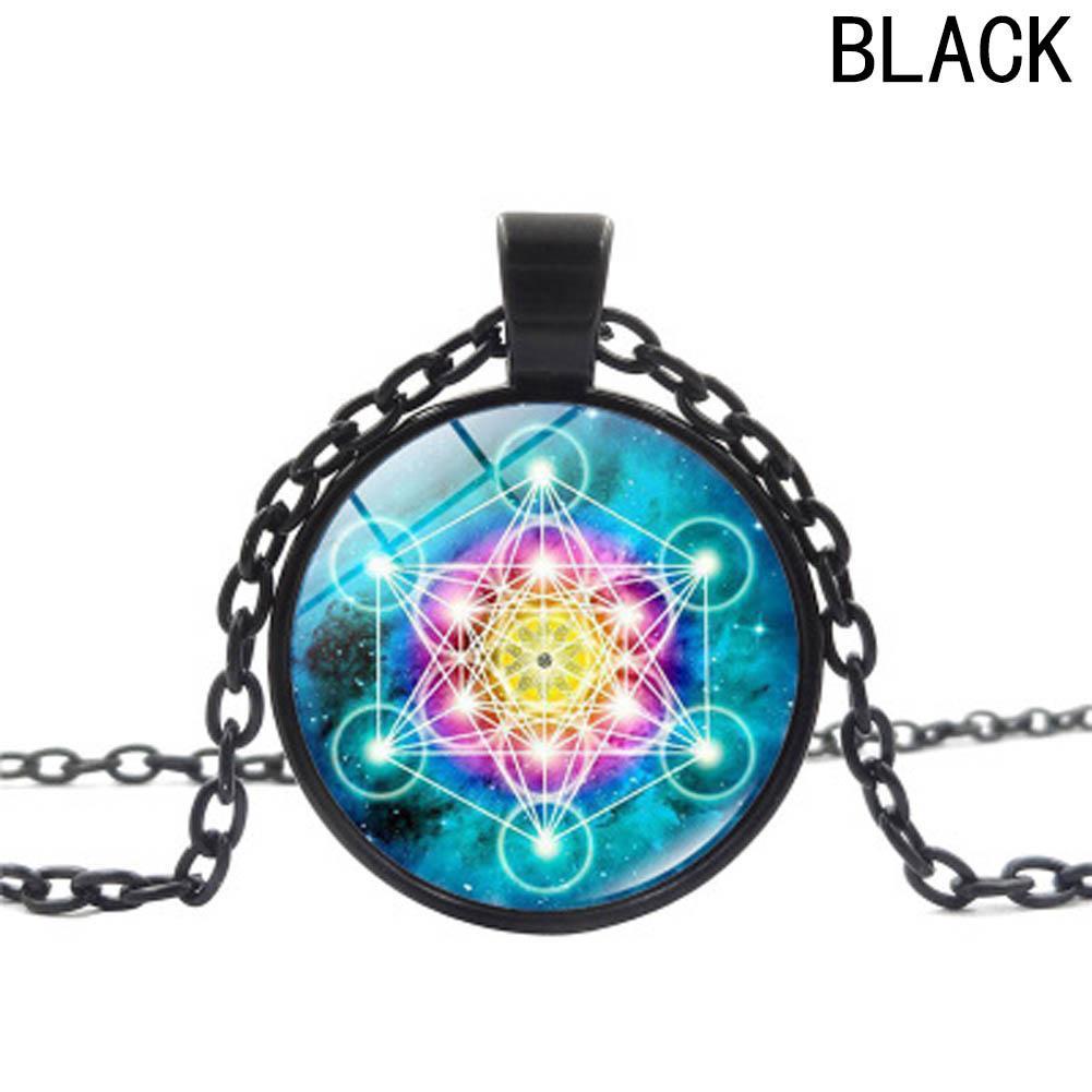 Family Decor Colorful Mandala Flower Pendant Necklace Cabochon Glass Vintage Bronze Chain Necklace Jewelry Handmade