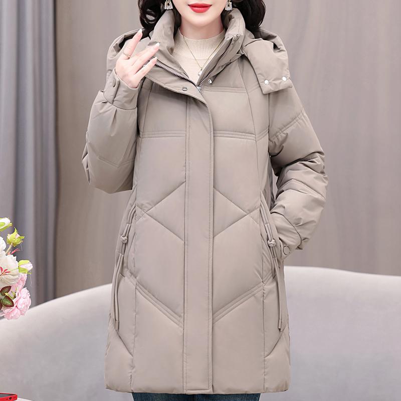 Plus Size XL-5XL Fashion Winter Coat Female Long Parkas Hooded Thick Warm Loose Middle Age Women's Jackets