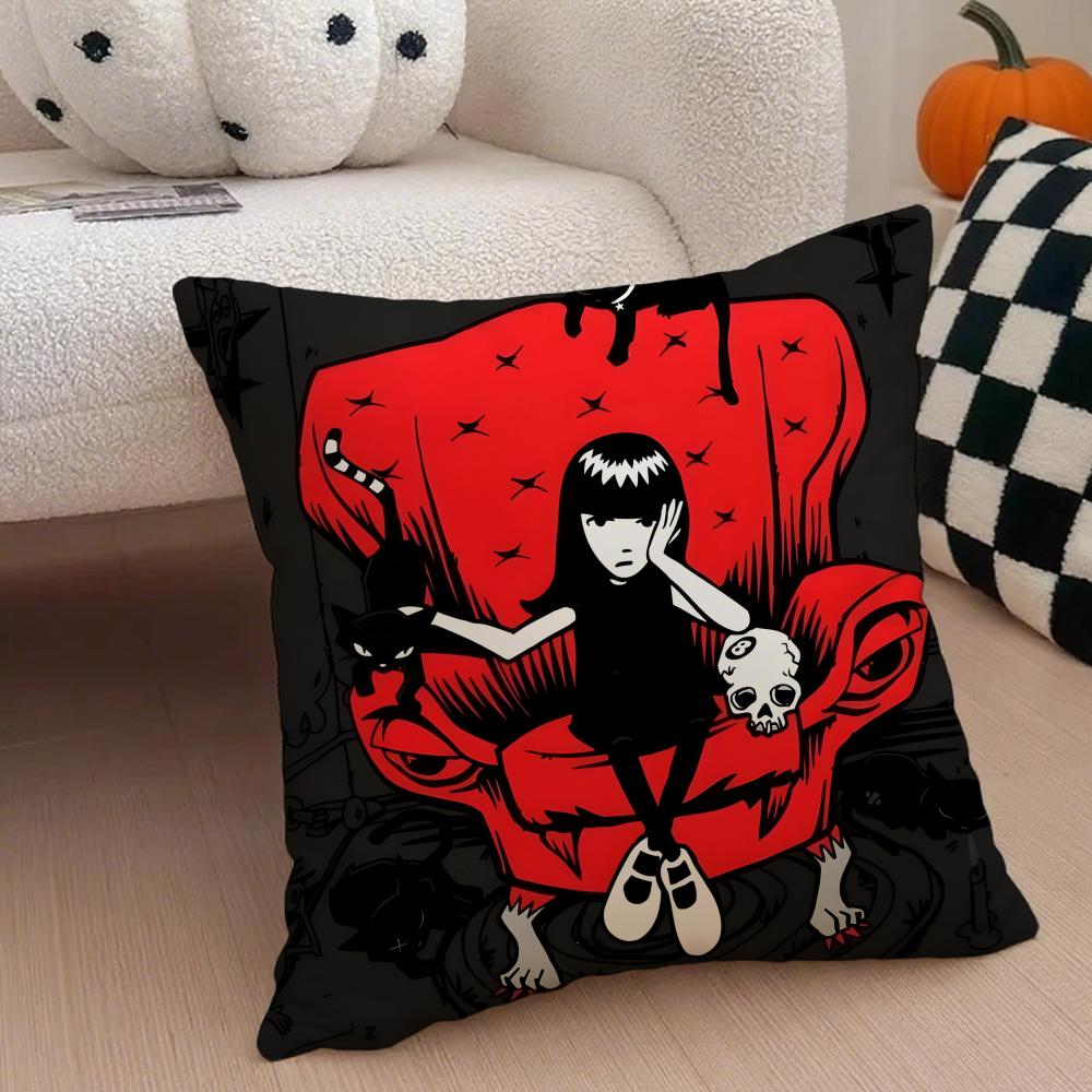 

Mysterious Cool Comic EEmily The Strange Cushion Cover Throw Pillow Cover Hidden Button Durable Polyester Chair Cushion 30X30cm