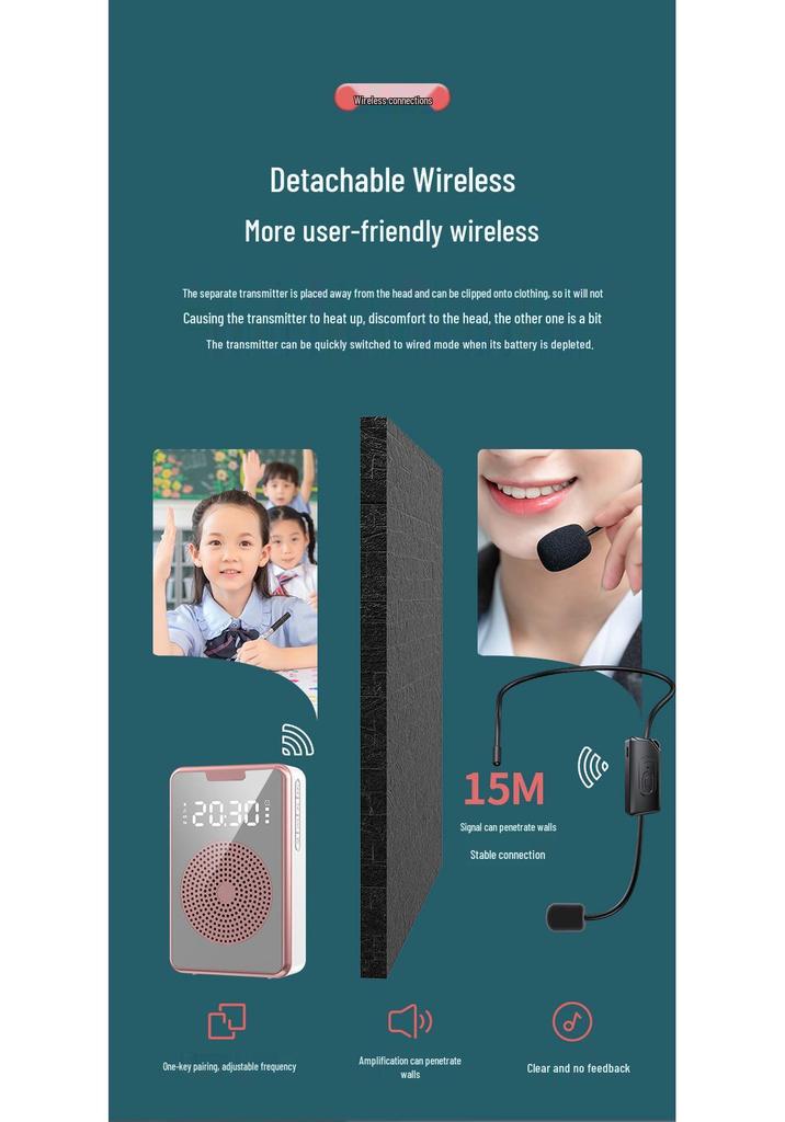 Portable Bluetooth Microphone & Loudspeaker for Teaching, Tour Guides, and Outdoor Use