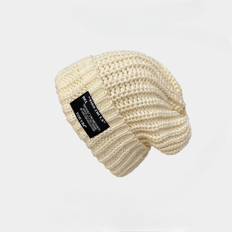 Knitted Hat Versatile In Autumn Winter Loose Pile Cap Big Head Circumference Cold Hat Thick Warm Ear Protection Knitted Hat