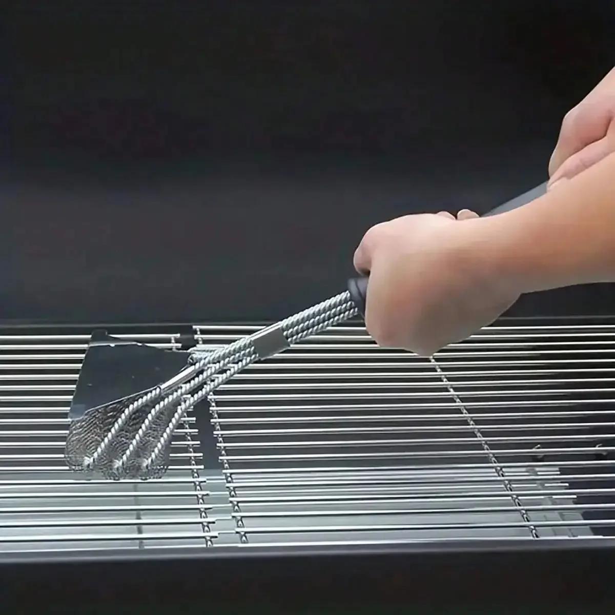 

1pc-Safe Grill Brush and Scraper Barbecue Grill BBQ Brush Clean Tool Rust Resistant Stainless Steel Bristles Barbecue Cleaner