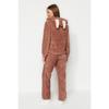 Rosafarbenes Wellsoft-Sweatshirt-Hose-Strickpyjama-Set mit Kapuze und Ohren, Thmaw24pt00030