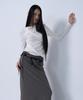 ZIZEMUSEUM Twist Drape Long Sleeve Top (White)