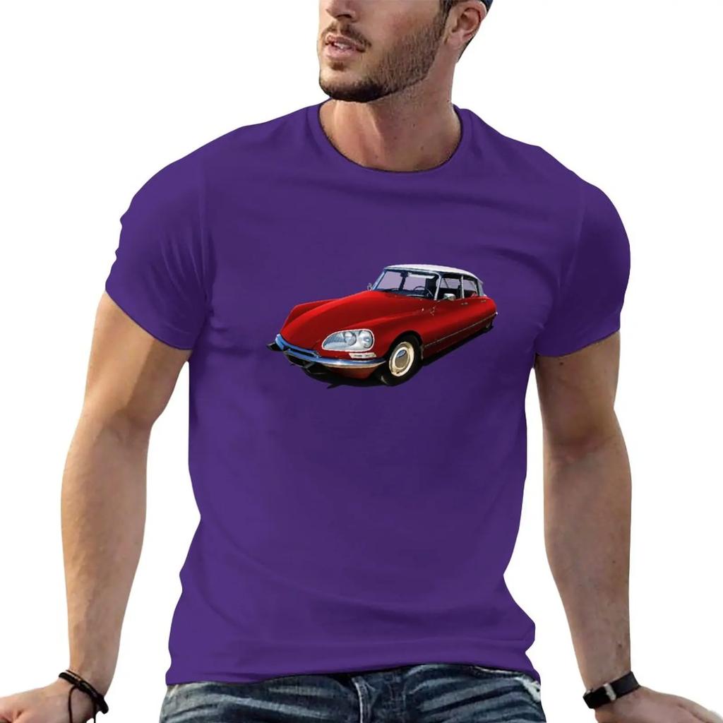1970s Citroen Ds In Red Tshirt Oversized Summer Top T Shirts For Men