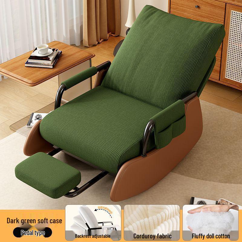 Nordic Rocking Recliner: Comfortable Single Lounge Chair for Living Room, Bedroom, Patio, or Balcony.