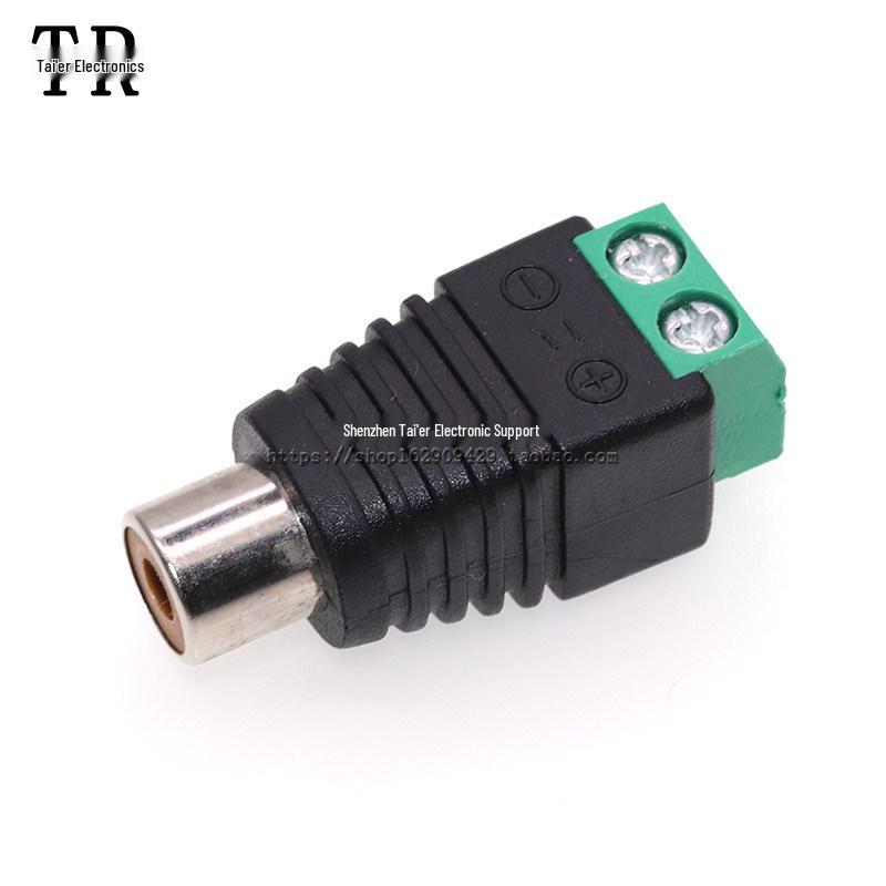 Solderless RCA Audio Adapter: Male/Female AV Connector with Green Terminal Plug