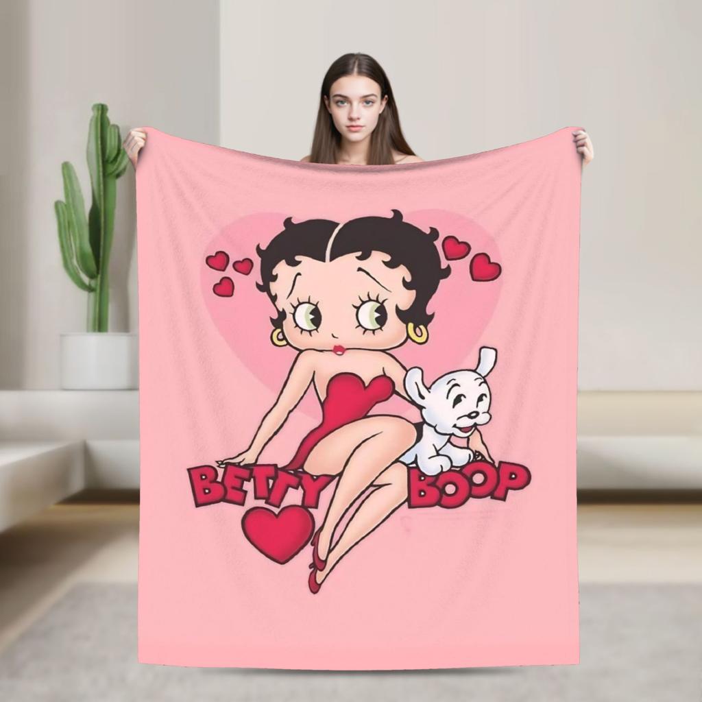 B-Bettys Boops Throw Blanket for Couch  Soft Fuzzy Plush Blanket 50x60 Inch Multi-size Bedspread for All Seasons