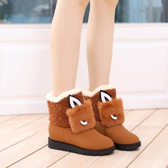2025 Women's Fleece-Lined Waterproof Snow Boots - Korean Style, Non-Slip, Warm, Mid-Calf.