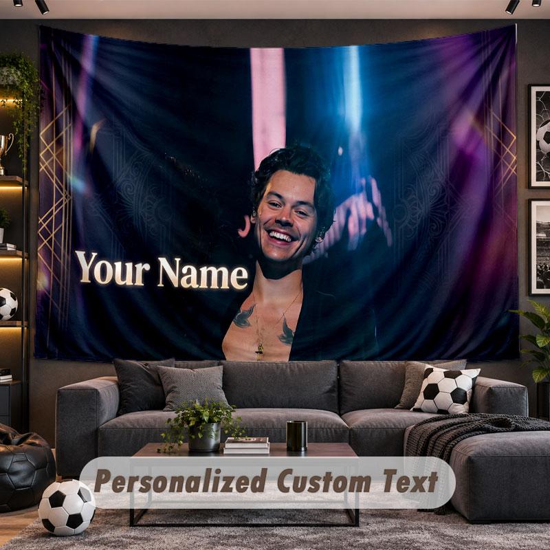 Wall Hanging Tapestry Custom NameHarry Styles Pattern Personalized Printed Fabric Wall Decor