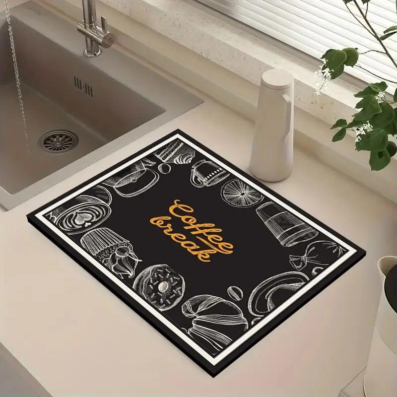 

Классический черный коврик для сушки в кофейне, протектор кухонной столешницы, дренажный коврик для посуды, аксессуары для кофемашины 20x30cm