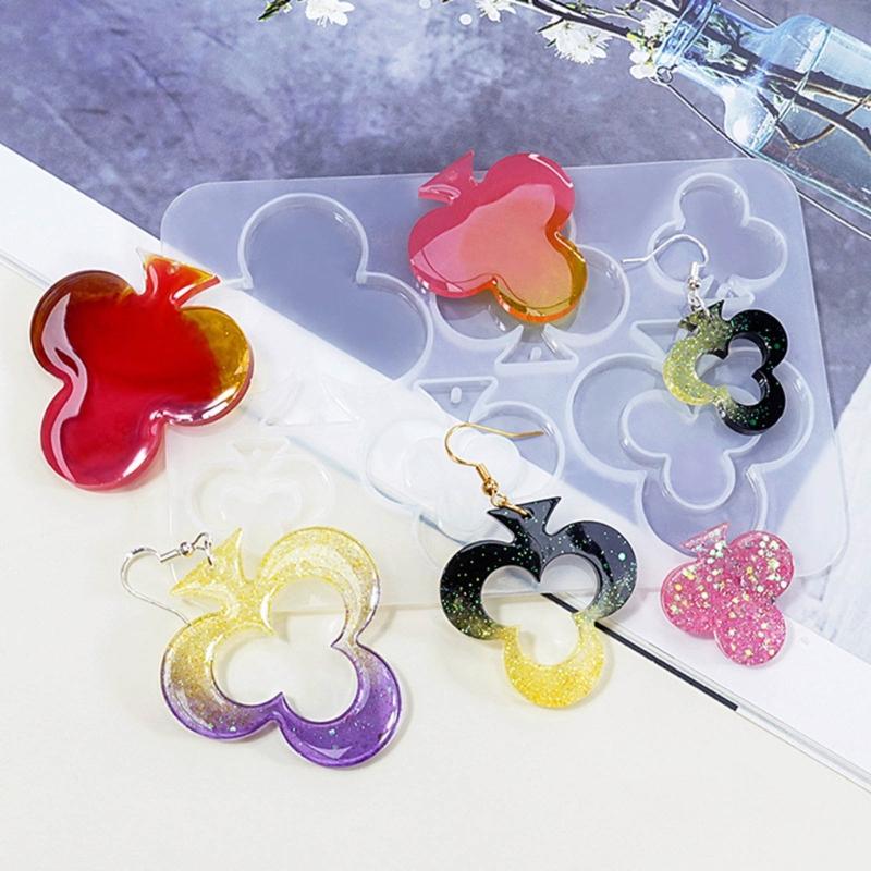 Playing Card Earring Silicone Mold Resin Pendant Mould Epoxy Casting Craft Decor