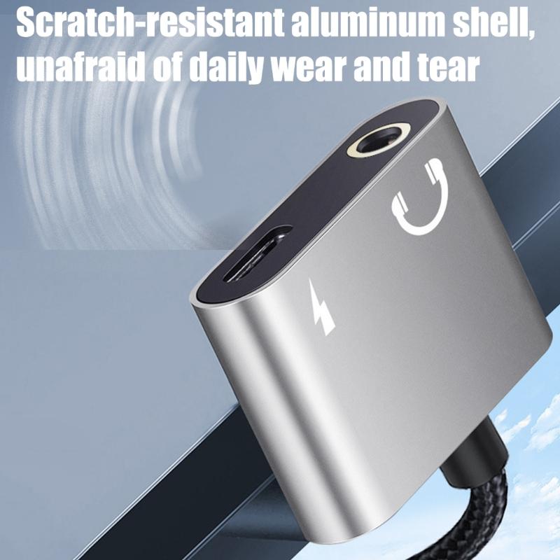 Travel 2 in 1 Type C to 3.5mm Charging Converter Adapter Cable Wire HiFi Sound Transmission For Digital Gadget