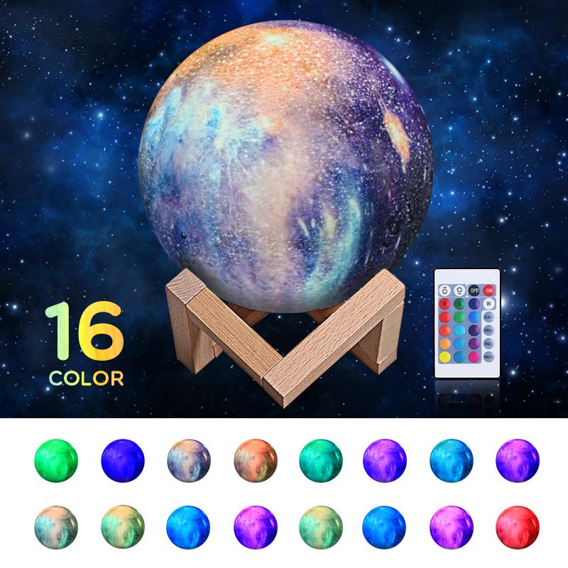 Smart Remote Control Dimming Color Changing Moon Lamp Small 3D Decoration Wireless Speaker Moon